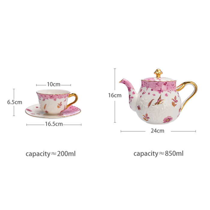 24K Gold Embossed Collectible Teapot Gift Set - Dancing butterfly - Image 12
