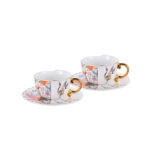 220 ml Bone China Tea Cup & Saucer Set of 2- 3 themed designs- Phoenix in Silk Slippers