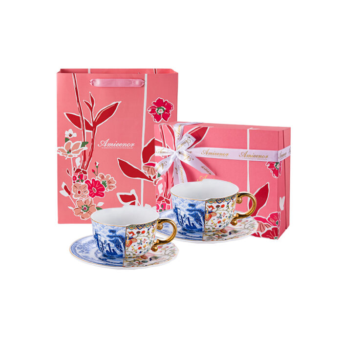 220 ml Bone China Tea Cup & Saucer Set of 2- 3 themed designs-Celestial Reverie - Image 6