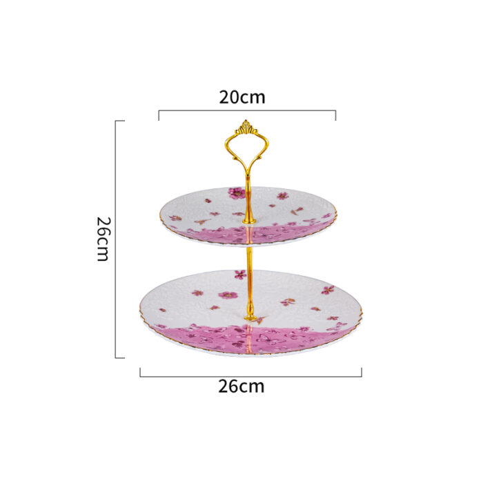 Luxury 2-Tier Cake Stand Gift Set – 24K Gold Rim, 3 Themes, Gift Bag - Dancing butterfly - Image 5