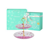 Luxury 2-Tier Cake Stand Gift Set – 24K Gold Rim, 3 Themes, Gift Bag - Dancing butterfly - Image 6