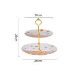Luxury 2-Tier Cake Stand Gift Set – 24K Gold Rim, 3 Themes, Gift Bag - Blooming season - Image 2