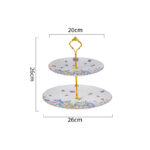 Luxury 2-Tier Cake Stand Gift Set – 24K Gold Rim, 3 Themes, Gift Bag - Colorful world - Image 6