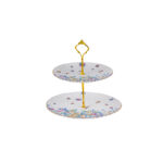 Luxury 2-Tier Cake Stand Gift Set – 24K Gold Rim, 3 Themes, Gift Bag - Colorful world