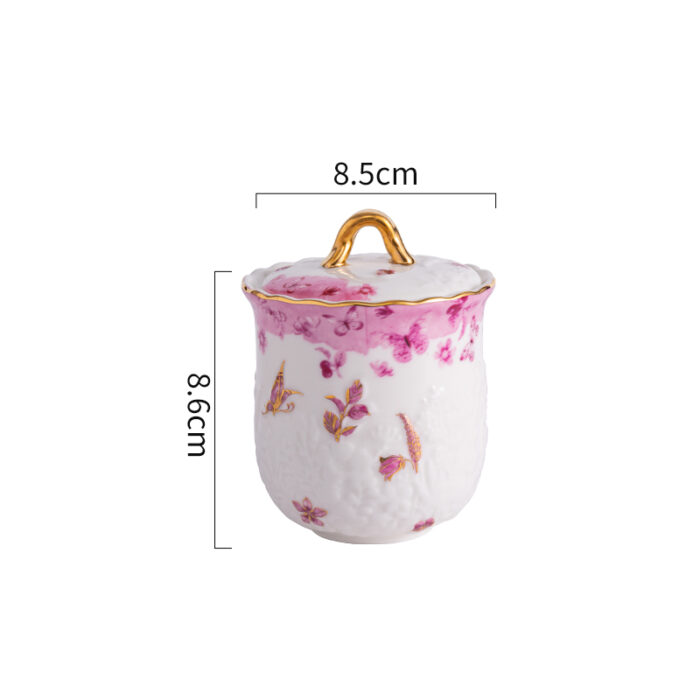 Freesia Scented Soy-Wax Candle Gift Set – 2 Ceramic Jars w/ 24K Gold Rim, Gift Box & Tote - Dancing butterfly - Image 6