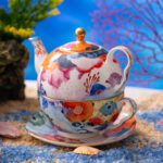 550 ml Bone China Teapot & 10 oz Cup Tea for One Gift Set-Secret coral land - Image 2