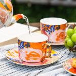 Fine Bone-China Tea Cup & Saucer Set 250 ml – The Taste of Summer - Image 2