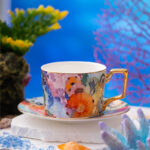 Set of 2 Fine Bone-China Tea Cup & Saucer Set 250 ml – Secret Coral Land - Image 2