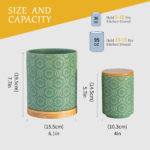 Utensil Holder Set of 2, 7.7"+5.7" Ceramic Kitchen Utensil Holder for Countertop, Farmhouse Vintage Utensil Crock, 360° Rotating Large Utensil Organizer - Green - Image 7