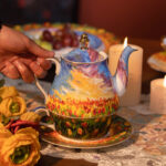 Oil Painting “Tulip Garden” Gold-Rim Bone-China Tea-for-One Set, Luxury Gift Set - Image 2