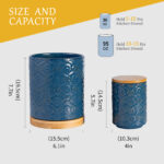 Utensil Holder Set of 2, 7.7"+5.7" Ceramic Kitchen Utensil Holder for Countertop, Farmhouse Vintage Utensil Crock, 360° Rotating Large Utensil Organizer - Dark blue - Image 7