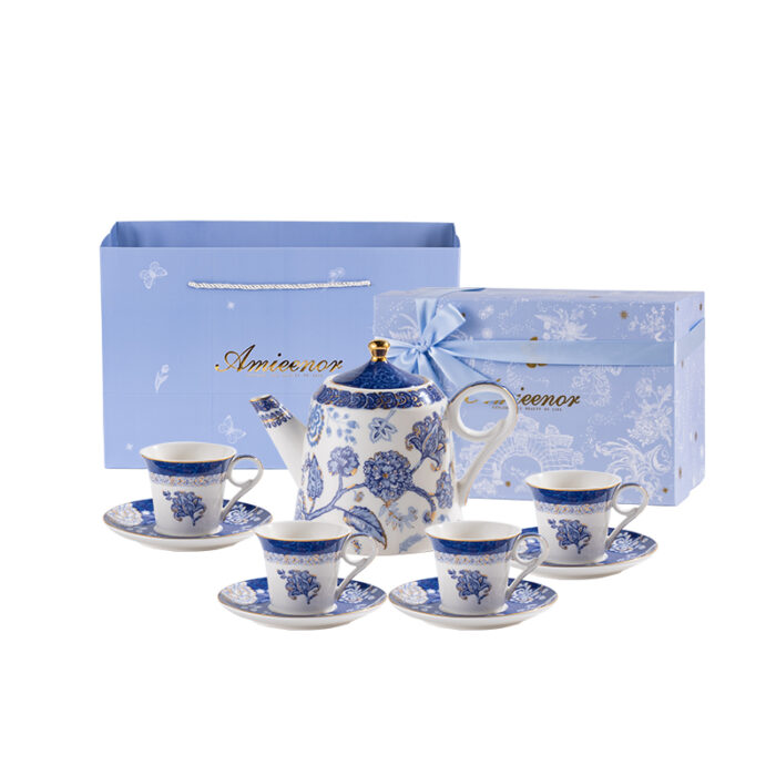 Fine Porcelain Tea Set 9 pcs – Blue Luxe - Image 7