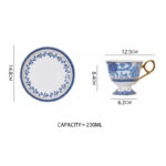Fine Bone-China Tea Cup & Saucer – 230 ml, 24K Gold Handle, Gift Box - Image 6
