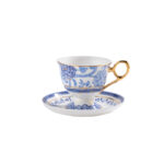 Fine Bone-China Tea Cup & Saucer – 230 ml, 24K Gold Handle, Gift Box
