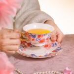 Fine Bone-China Tea Cup & Saucer Set – 160 ml, 24K Gold Handle, Maiden's dream - Image 2