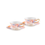 Fine Bone-China Tea Cup & Saucer Set – 160 ml, 24K Gold Handle, Maiden's dream