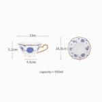 Fine Bone-China Tea Cup & Saucer Set – 160 ml, 24K Gold Handle, -Blue Luxe - Image 6