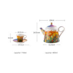Oil Painting on Durable Porcelain Tea Set 9 pcs – Tulip Garden - Image 8