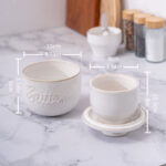 Butter Crock Ceramic 8 oz – Floral & Butter-Embossed French Butter Keeper, Countertop Butter Dish with Lid & Water-Line Design - Ivory - Image 6