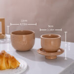 Butter Crock Ceramic 8 oz – Floral & Butter-Embossed French Butter Keeper, Countertop Butter Dish with Lid & Water-Line Design - Brown - Image 5