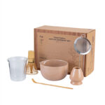 Matcha Whisk Set 6Pcs – Complete Ceramic Matcha Making & Gift Set for Tea Ceremony (Brown)