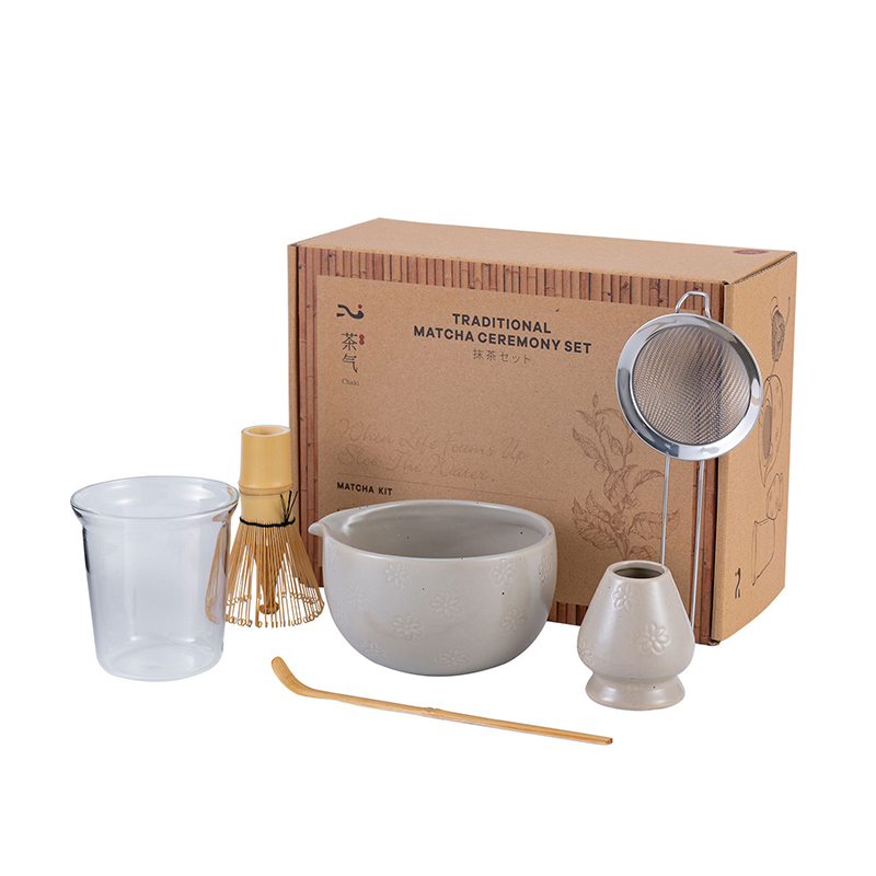 1 Matcha Whisk Set 6Pcs – Complete Ceramic Matcha Making & Gift Set for Tea Ceremony (Grey) - Image 1