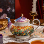 Fine Bone-China Tea Cup & Saucer Set – 160 ml, 24K Gold Handle,Tulip Garden - 1teapot and 2 cups & 2 saucers (FOR SAMPLES ONLY) - Image 2