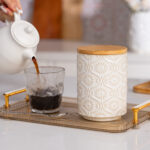 Ceramic Canister with Airtight Lid – 30 Fl Oz Cookie & Coffee Canister, Sugar/Tea/Matcha/Candy Storage Jar - lvory - Image 2