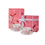 SWEET SPRING Fine-Porcelain Coffee-Cup Set of 2 + Saucers – 24K Gold Rim, Gift-Ready Box & Bag - Image 7