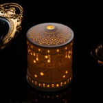 Thin Ceramic Candle Lantern – Hollow Horse Pattern, Aromatherapy & Christmas Décor - Image 2