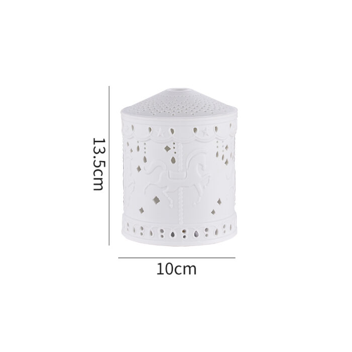 Thin Ceramic Candle Lantern – Hollow Horse Pattern, Aromatherapy & Christmas Décor - Image 9