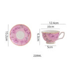 Fine Porcelain Tea Set – Pink 2 cups + 2 saucers-the Charm of Orchids - Image 5