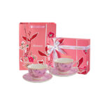 Fine Porcelain Tea Set – Pink 2 cups + 2 saucers-the Charm of Orchids - Image 6