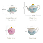Fine Porcelain Tea Set – Blue Teapot+creamer+canister+2 cups+2saucers-the Charm of Orchids - Image 6