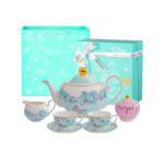 Fine Porcelain Tea Set – Blue Teapot+creamer+canister+2 cups+2saucers-the Charm of Orchids - Image 7