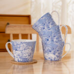 Coffee Mugs Set of 4 – 15.2 oz (450 ml) Bone China Mugs, Hidden Cat & Flowers Design, Gift Box - Image 2