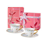 2-Cup & 2-Saucer Gift Set – 24 K Gold Rim and Colorful world - Image 12