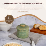 Butter Crock, Ceramic Butter Dish with Lid, 6.7 oz French Butter Keeper, Reactive Glaze – Green - Image 2
