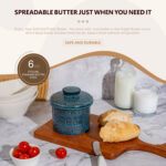 Butter Crock, Ceramic Butter Dish with Lid, 6.7 oz French Butter Keeper, Reactive Glaze – Dark Blue - Image 2