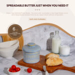 Butter Crock, Ceramic Butter Dish with Lid, 6.7 oz French Butter Keeper, Reactive Glaze – Light Blue - Image 2