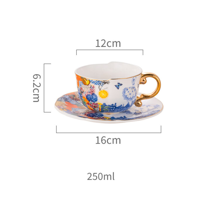 220 ml Bone China Tea Cup & Saucer Set of 2- 3 themed designs-Blooming Ballet - Image 6