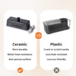 Butter Dish with Lid and Knife: Ceramic Butter Dish with Lid for Countertop, 8 Inch Butter Holder with Knob Handle, Durable Butter Keeper - Black - Image 9