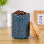Ceramic Canister with Airtight Lid – 30 Fl Oz Cookie & Coffee Canister, Sugar/Tea/Matcha/Candy Storage Jar - Dark blue - Image 3