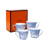 Coffee Mugs Set of 4 – 15.2 oz (450 ml) Bone China Mugs, Hidden Cat & Flowers Design, Gift Box - Image 10