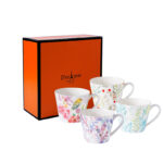 Coffee Mugs Set of 4 – 15.2 oz Bone China Nature Floral Collection - Image 13