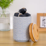 Ceramic Canister with Airtight Lid – 30 Fl Oz Cookie & Coffee Canister, Sugar/Tea/Matcha/Candy Storage Jar - Light blue - Image 4