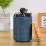 Ceramic Canister with Airtight Lid – 30 Fl Oz Cookie & Coffee Canister, Sugar/Tea/Matcha/Candy Storage Jar - Dark blue - Image 4