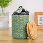 Ceramic Canister with Airtight Lid – 30 Fl Oz Cookie & Coffee Canister, Sugar/Tea/Matcha/Candy Storage Jar - Green - Image 4