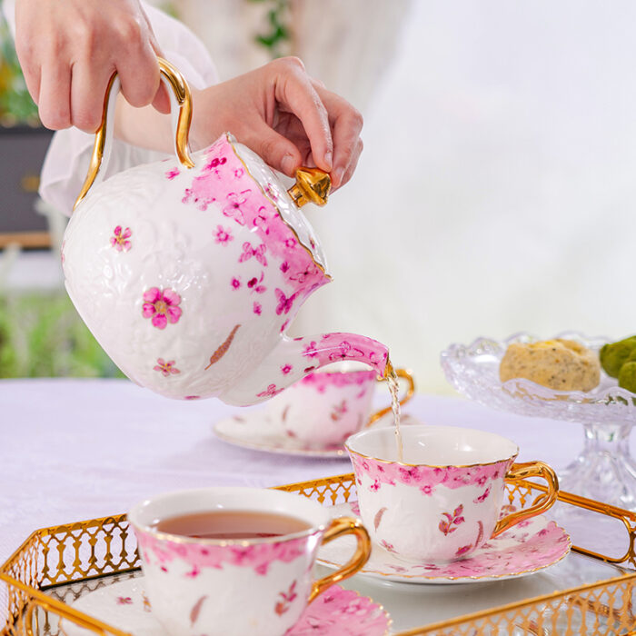 24K Gold Embossed Collectible Teapot Gift Set - Dancing butterfly - Image 4