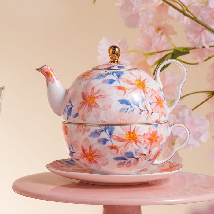 550 ml Bone China Teapot & 10 oz Cup Tea for One Gift Set- Maiden's dream - Image 3